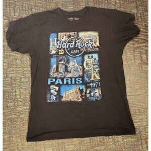 Hard Rock Cafe Paris Black Graphic City Tee Size M